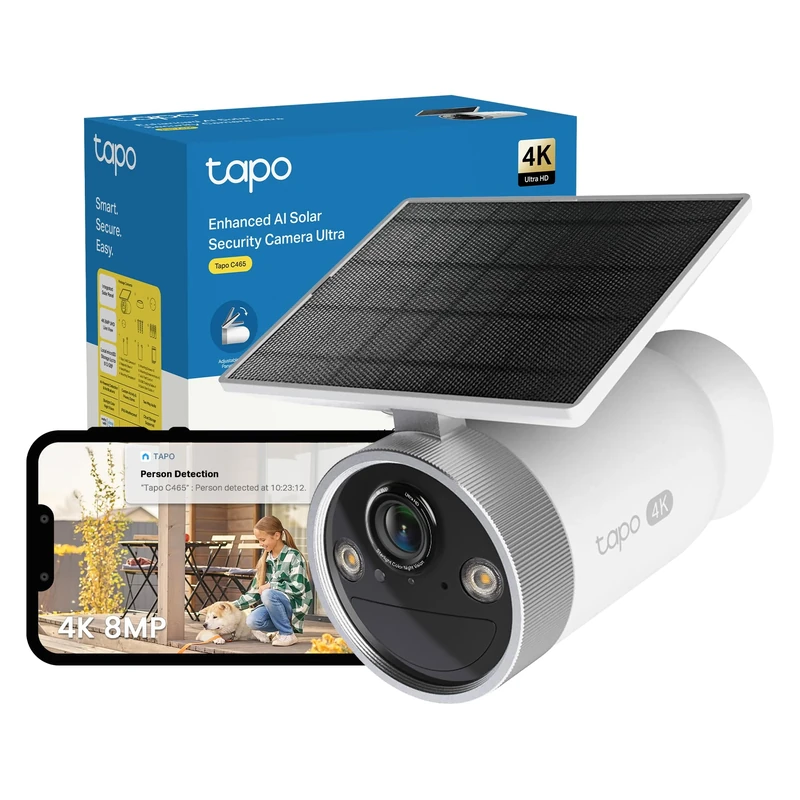 Tapo C465 4K 8MP UHD Security Camera Outdoor Wireless, All-in-One Solar Security Camera, Starlight Colour Night Outdoor Camera,AI Detection,IP65,No Hub Required CCTV,Alexa,Google Home,No Monthly fee