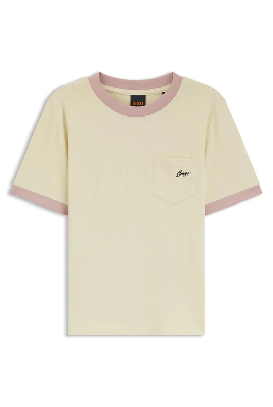 BOSS Slim-fit T-Shirt Aus Baumwolle Mit Kontrast-RIPP-Details