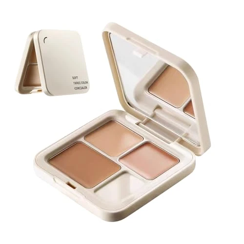 Cream Concealer Palette 3-Color - Contouring and Brighten Concealer Palette | Long-Lasting Foundation Corrector for Blemishes Redness Imperfections Makeup Beauty Skin