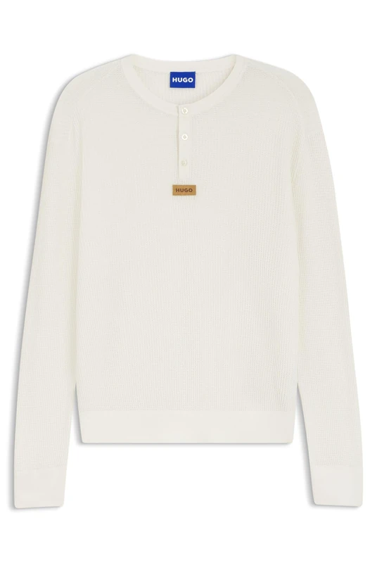 HUGO Waffle Henley Sweater