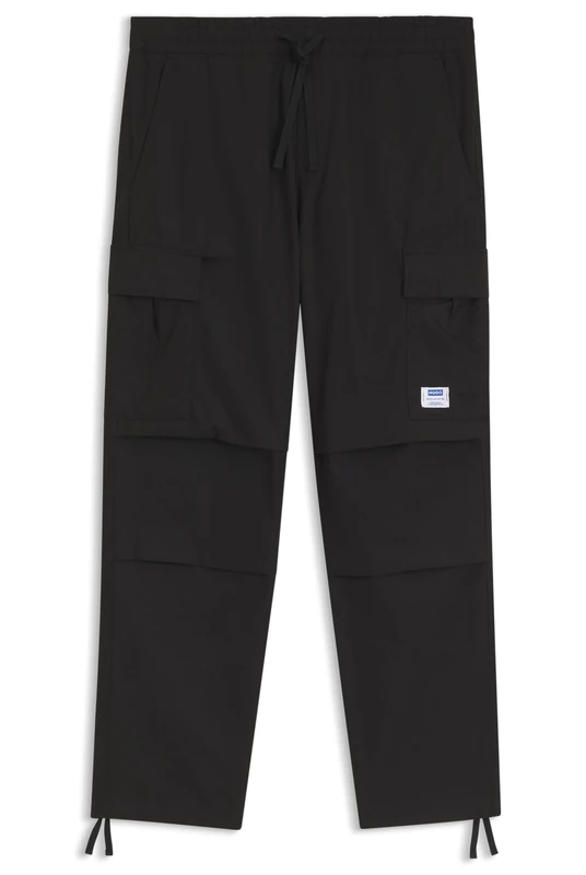 HUGO Relaxed-fit Cargo Trousers in Cotton Ripstop Black