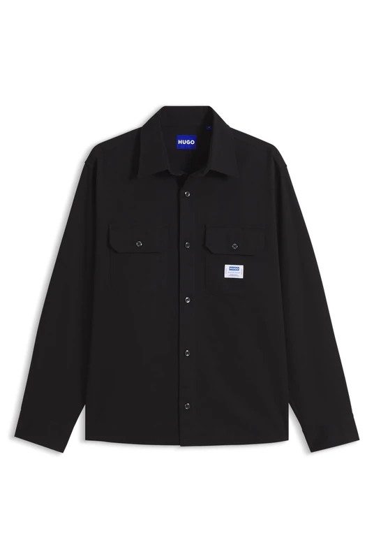 HUGO Oversize Cotton Twill Workwear Shirt Black