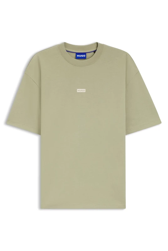 HUGO Logo-Print T-Shirt in Cotton Jersey Beige