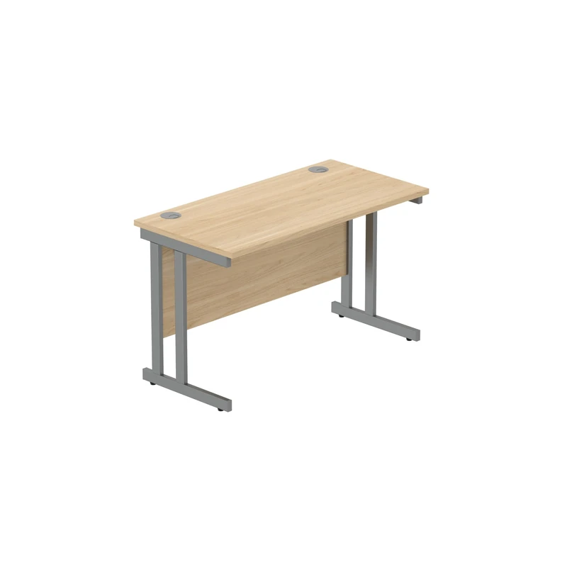 Office Hippo Heavy Duty Rectangular Cantilever PC Desk, Table, Home, Integrated Cable Ports, 5 Yr Wty, Graphite Frame, Canadian Oak