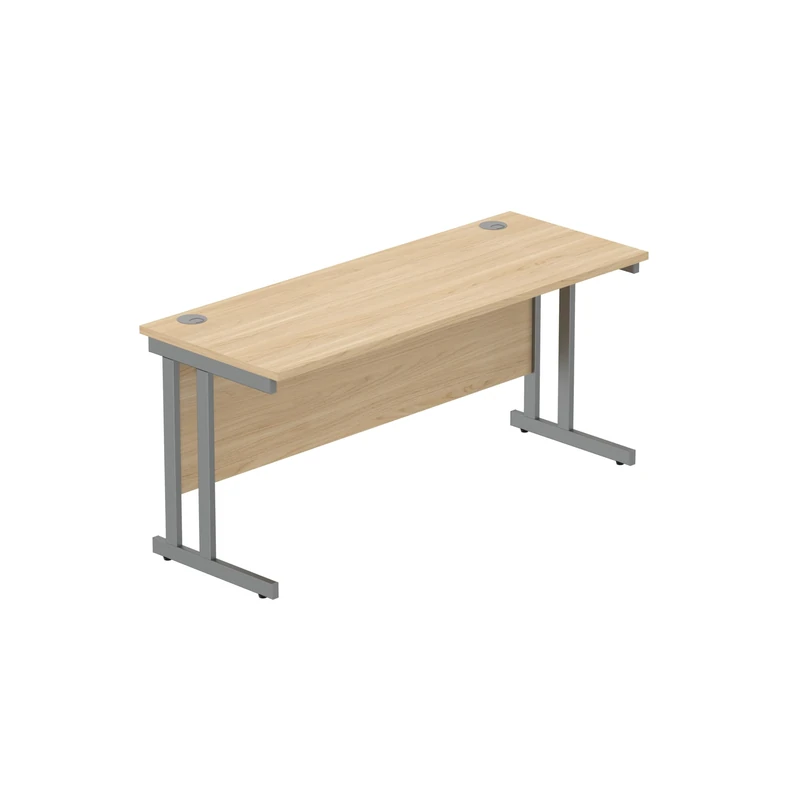 Office Hippo Heavy Duty Rectangular Cantilever PC Desk, Table, Home, Integrated Cable Ports, 5 Yr Wty, Graphite Frame, Canadian Oak