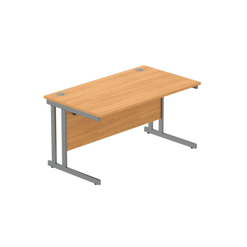 Office Hippo Heavy Duty Rectangular Cantilever PC Desk, Table, Home, Integrated Cable Ports, 5 Yr Wty, Graphite Frame, Norwegian Beech