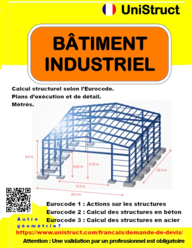 Bâtiment industriel. Calculs, plans et mesures.: Entrepôt industriel. Calculs, plans et mesures. - Image 1