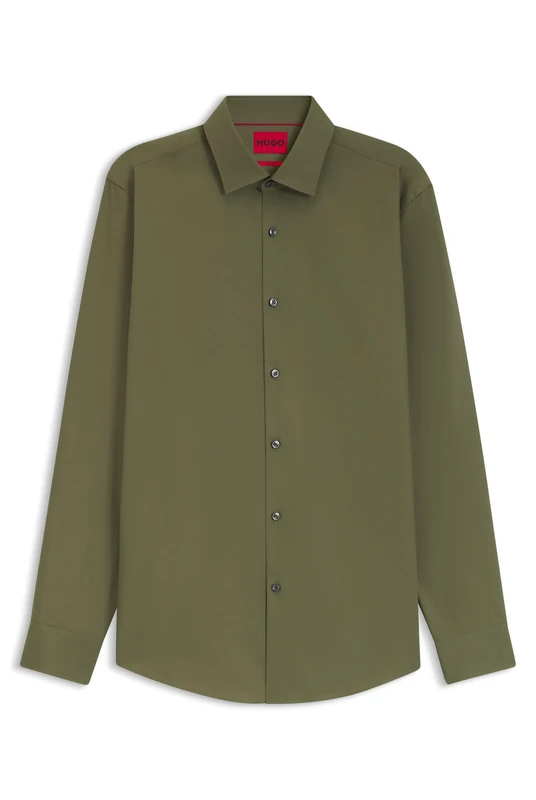 HUGO Slim-fit Hemd Aus Bügelleichter Baumwoll-Popeline Green