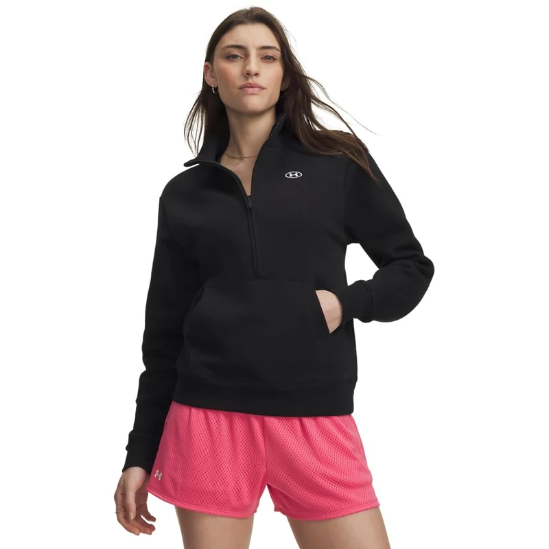 Under Armour Rival FLC HZ - Long Sleeve - Tops - Ultimate Black/White - Size: LG - Image 1