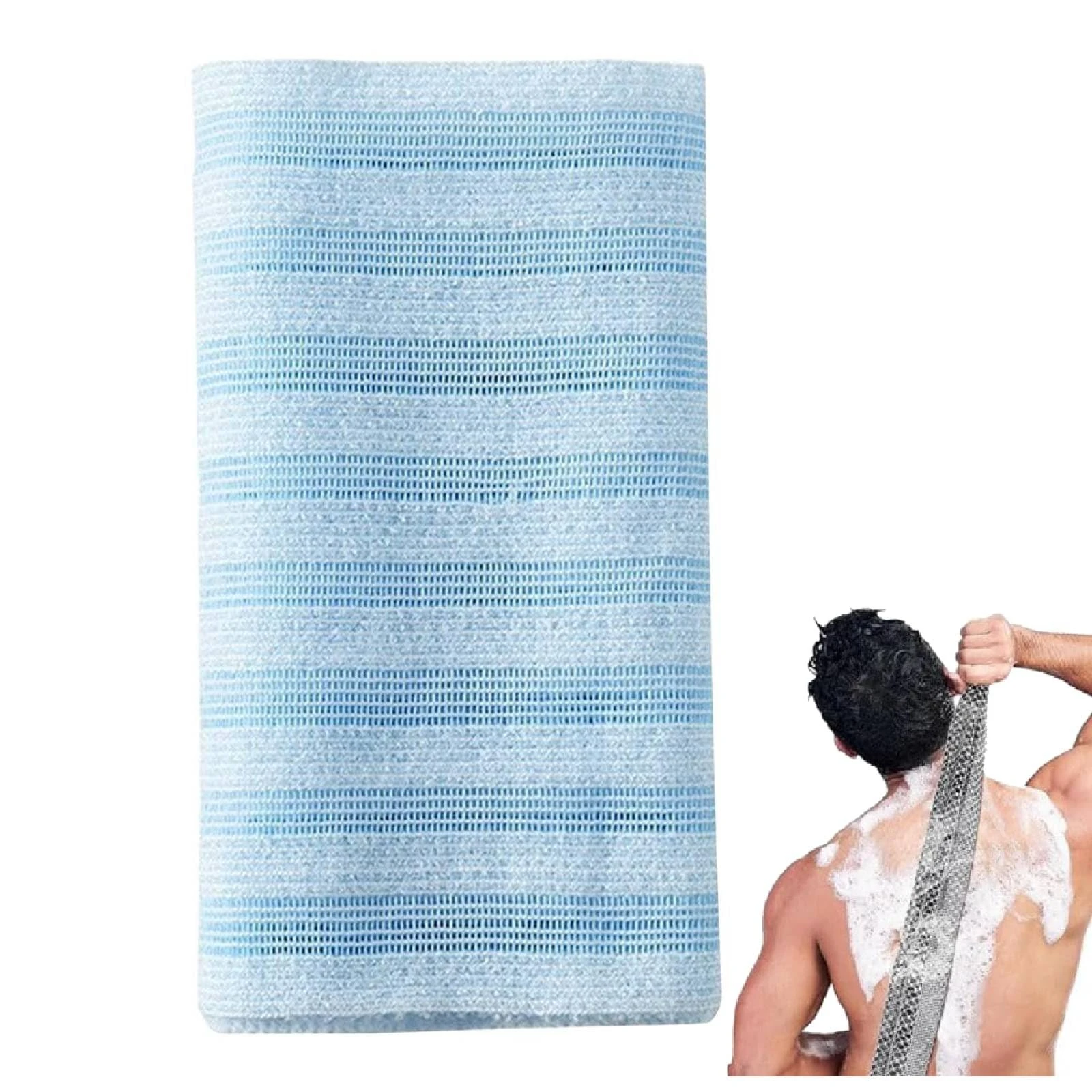 Blissal Shower Towel, Japanese Exfoliating Towel, Extra Long Exfoliating Washcloth for Men Women, Double-Sided Exfoliating Washcloth, Japanese Back Scrubber, Exfoliating Scrubber for Men & Women (B)