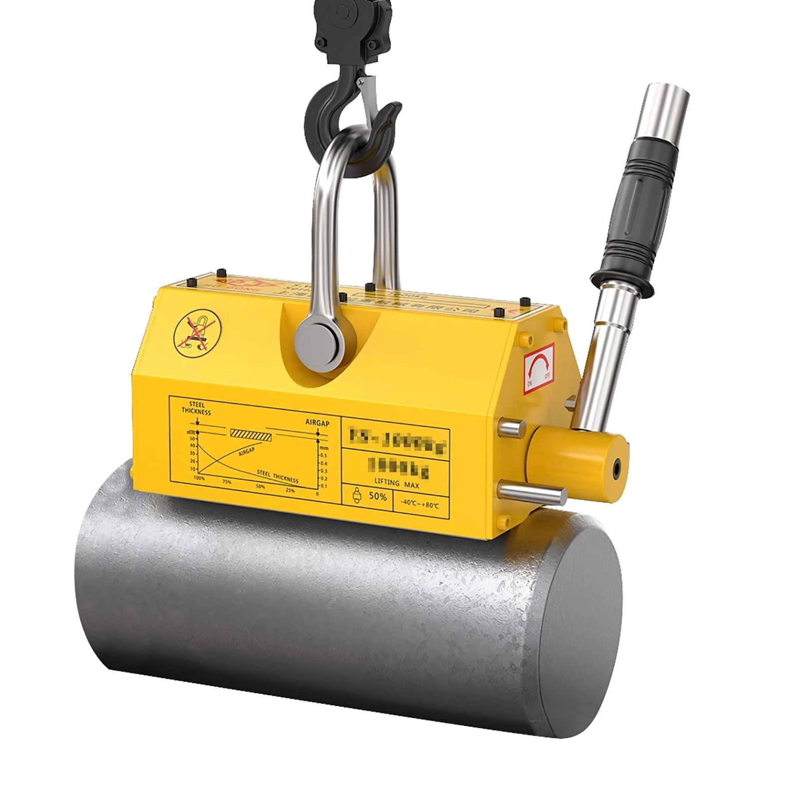 GLETSF Steel Magnetic Lifter, Heavy Duty Metal Lifting Magnet, Lift Hoist Shop Crane For Bridge Construction, Automotive Repair,3.0 Safety Factor-1320lb/600kg