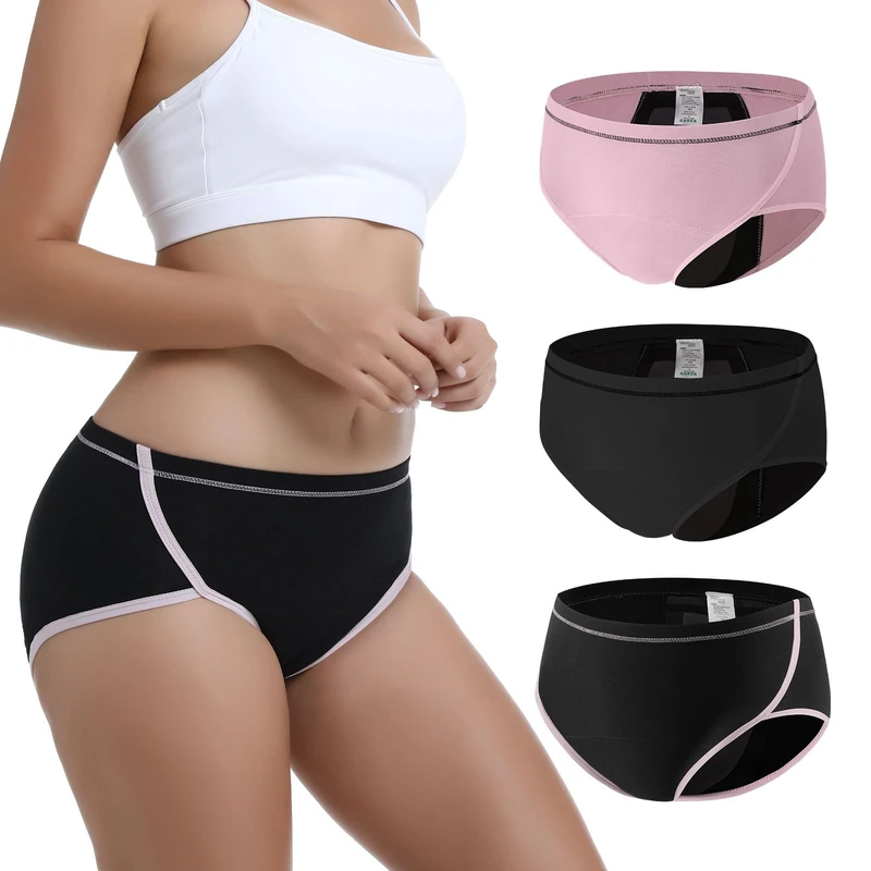 Carer Pack of 3 Incontinence Panties - Reusable Menstrual Panties with 120ml Absorption Capacity for Incontinence and Menstrual Protection Minimalist Design Size L