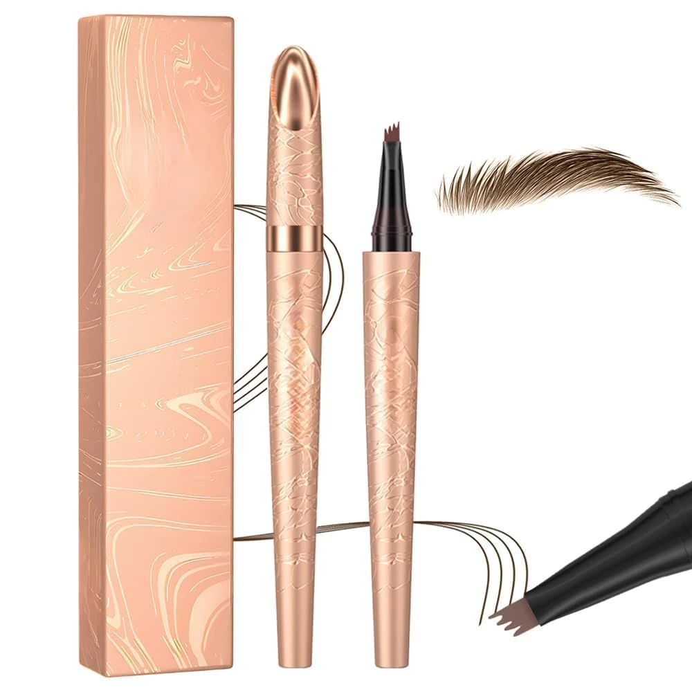 2026 Microblading Eyebrow Pencil, Waterproof Eyebrow Pencil with 4 Tips, Premium Natural Magic Eyebrow Makeup, Fine Line Contour Pen (Dark Brown)