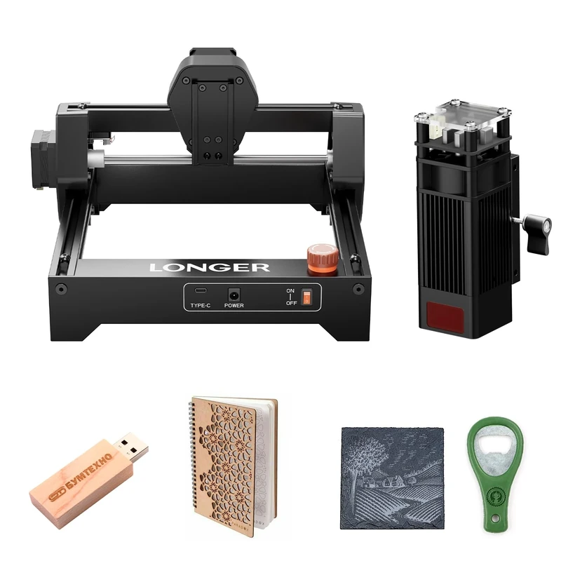 Longer Ray5 Mini Laser Engraver 5.5W, High-Speed Laser Cutter up to 12000 mm/min, Engraving and Cutting Machine for Wood, Metal, Acrylic, Leather, 130×130 mm Working Area, Connection