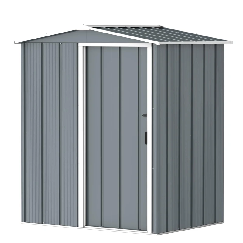 Duramax ECO 5x4 Metal Garden Storage Shed (1.99 m²), Hot-Dipped Galvanized Metal Shed, All Weather Resistant, Strong Reinforced Roof Structure, Maintenance-Free Outdoor Storage Tool House, Grey Blue