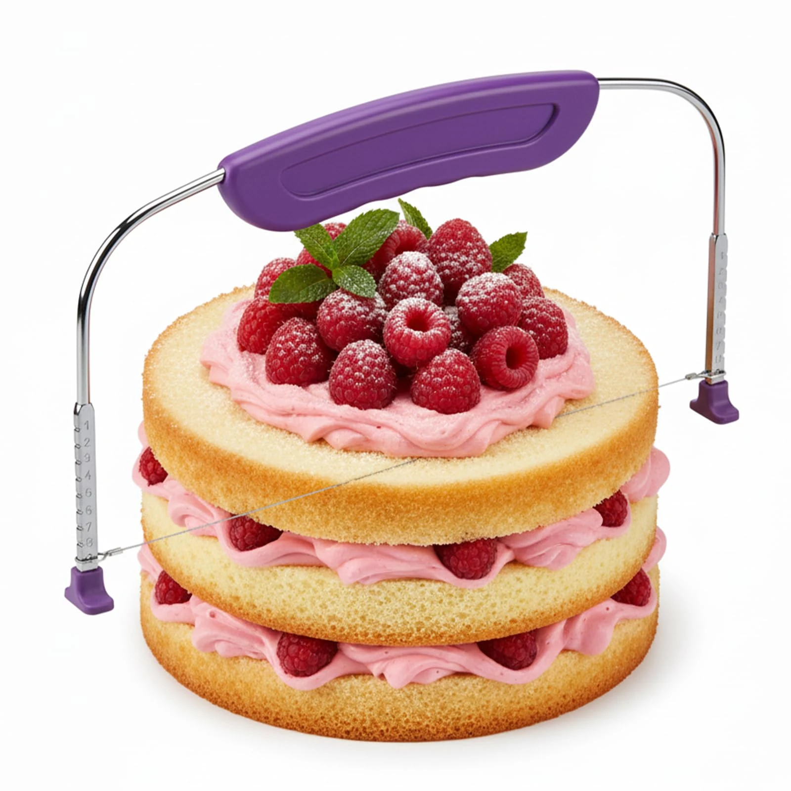 Professional Cake Leveller Cutter Adjustable Stainless Steel Wire Cake Slicer Cutter for Leveling & Slicing Kitchen Baking Tools Cakes-Cutter Leveller & Cake Cutters for Birthday Layer (27Cm Purple)