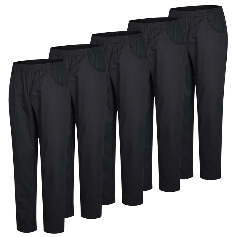 MISEMIYA Paquetes de 5 Unidades-Pantalón Sanitarios Unisex Bz-5-8312 Work Utility Pants, Black/White, L (Pack of 5)