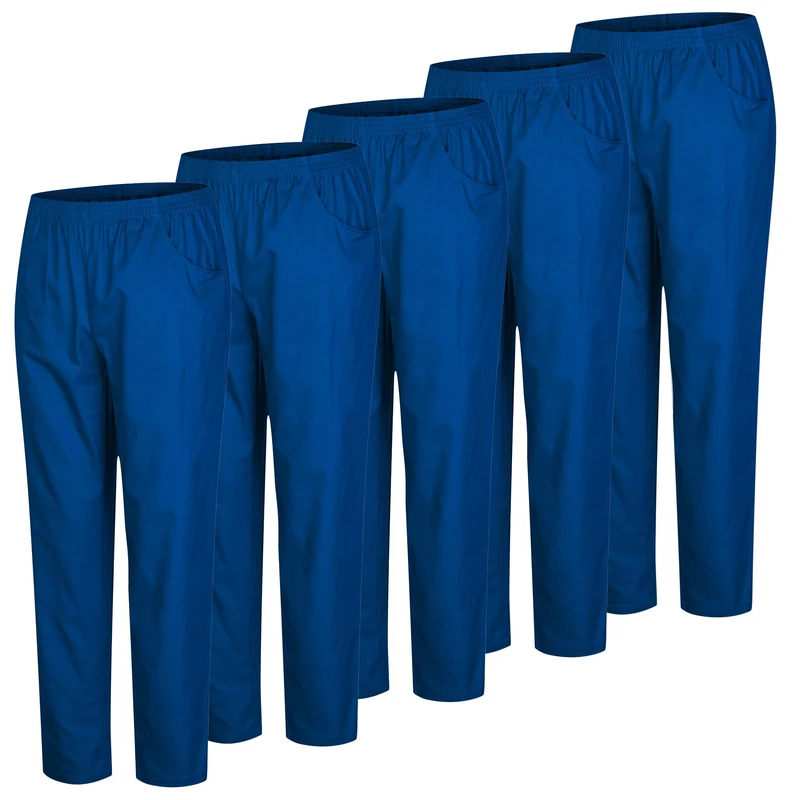 Pack of 5 Units - Unisex Sanitary Pants Elastic Waist Sanitary Uniforms 5-8312, Blue 37, S