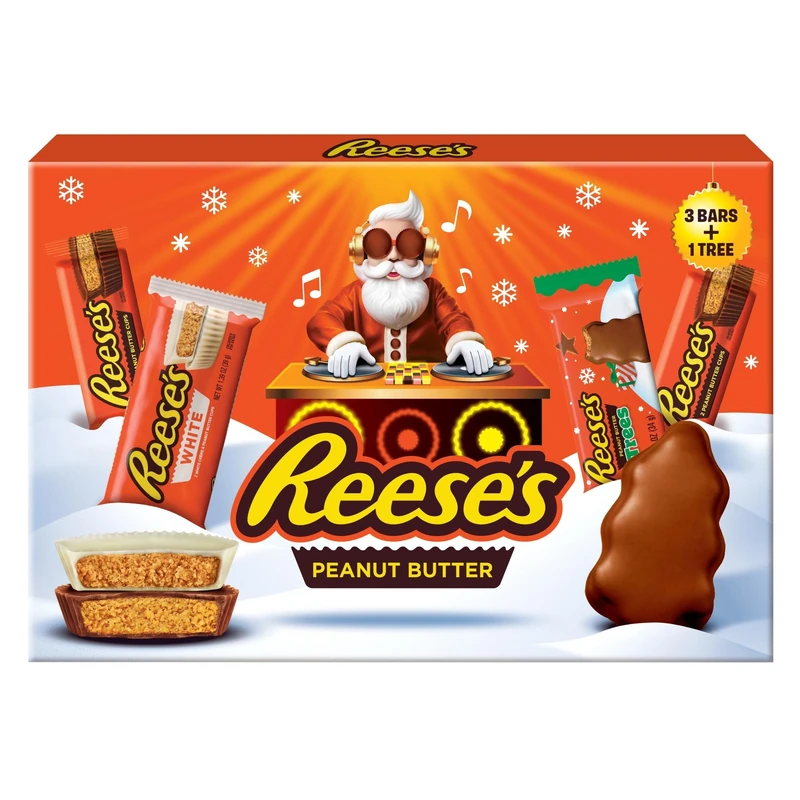 SKYTE Reese's Christmas Selection Box, 4 Piece Chocolate Assortment with Peanut Butter Cups and Tree, 165g
