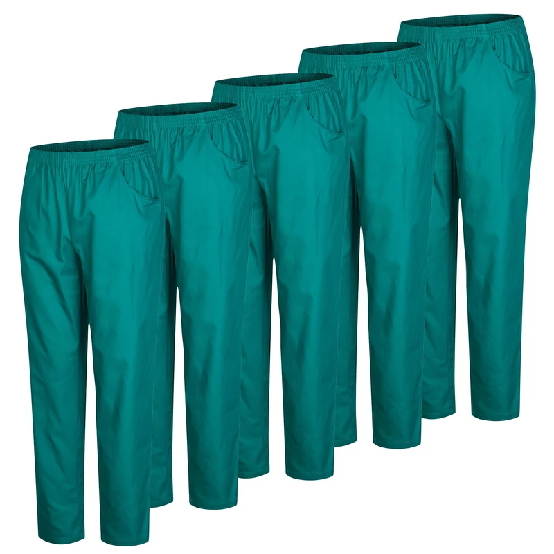 Pack of 5 Units - Unisex Sanitary Pants Elastic Waist Sanitary Uniforms 5-8312, Green, XL