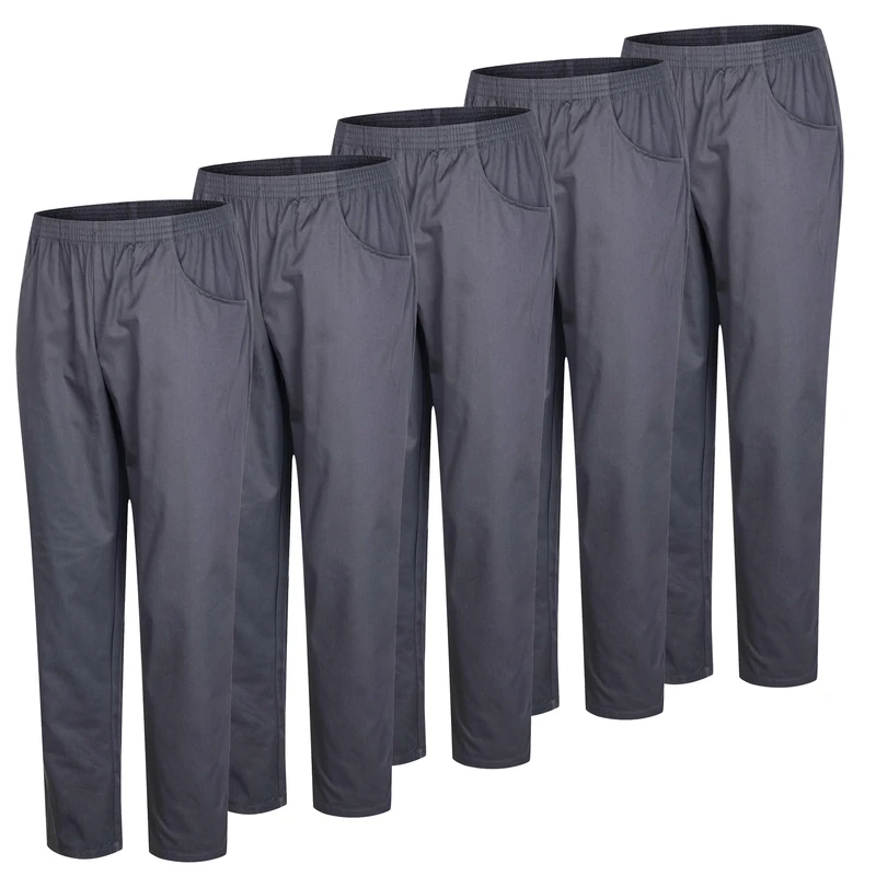 Pack of 5 Units - Unisex Sanitary Pants Elastic Waist Sanitary Uniforms 5-8312, Grey, XXL