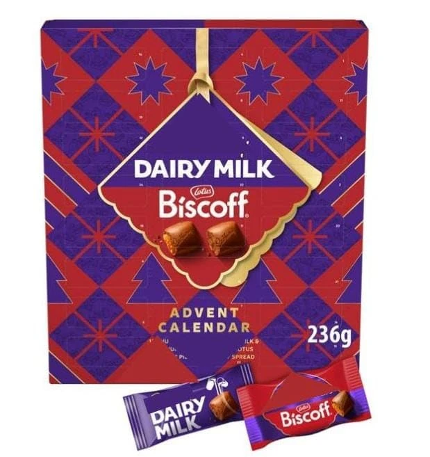 Cadburys Dairy Milk Biscoff Chocolate Advent Calendar 236g with a Thank You Sticker- Countdown to Christmas with 24 Delicious Chocolate