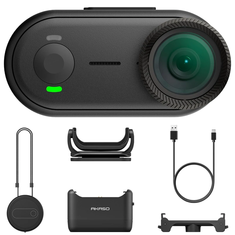 AKASO Keychain3 4K Thumb Action Camera - Ultra-Light Tiny Body Camera, 360-Min Long Battery Life, EIS Stabilization, 3m Waterproof Hands-Free POV Camera Vlog Camera for Travel, Pets, Sports (64GB)