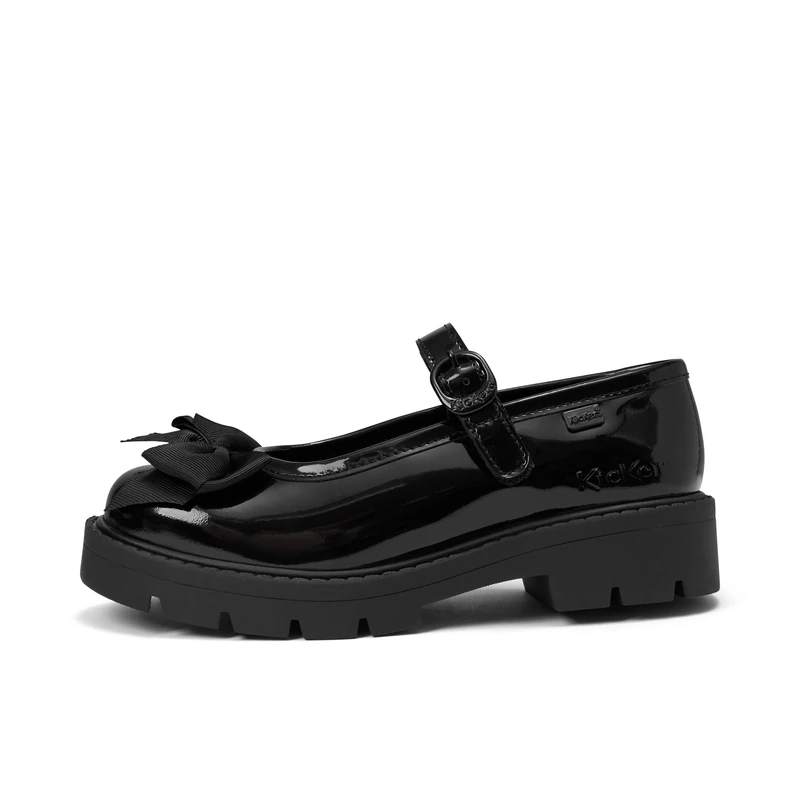 Kickers Kori Mary Jane Ribbon Shoe, Black, 12.5 UK Child