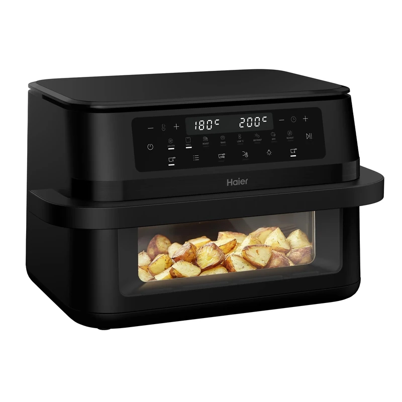 Haier 11L Flex Double Drawer Airfryer - Dual Drawer Large Air Fryer with Removable Separator and Viewing Window, Single & Double Zone Convertible, 8 Pre-set Cooking Functions, Diswasher Safe