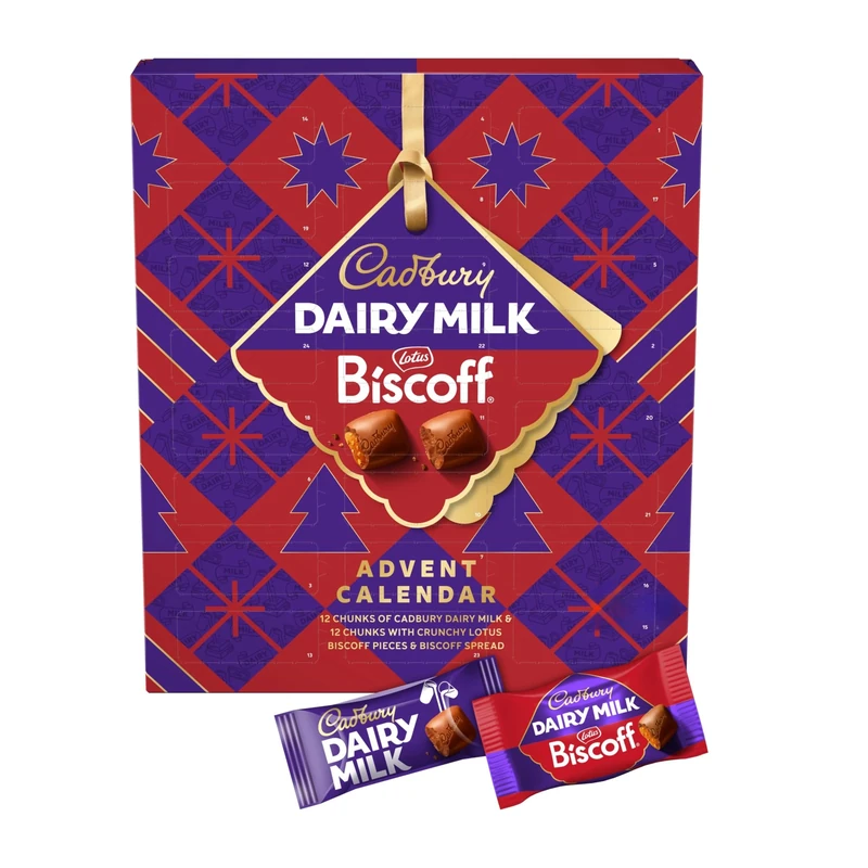 eBoutik - Luxury Milk Chocolate Lotus Biscoff Advent Calendar - Christmas Countdown Box Treats Xmas 2025 - Festive Treat For All