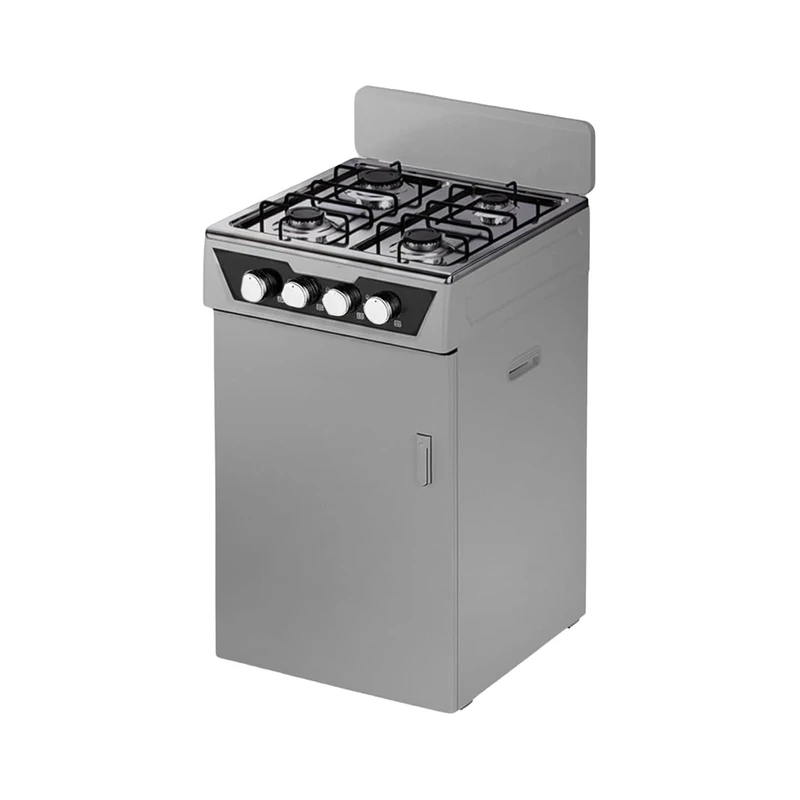 Wintem 4 Burner Gas Cooker with Integrated Bottle Holder, Freestanding Kitchen for Indoor and Outdoor Use, Sturdy Structure, Compact and Easy to Use, Grey - Image 1