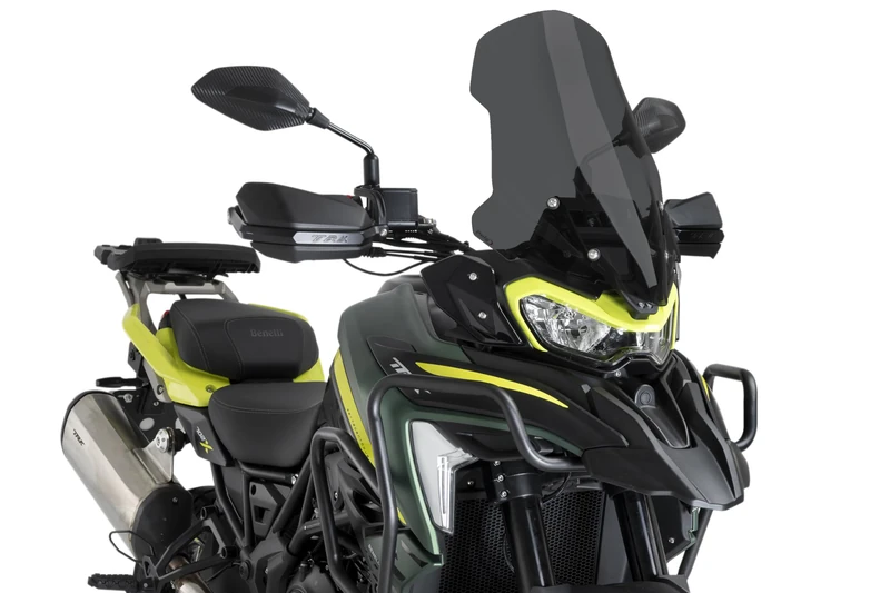 Puig 22585F Touring Windscreen with aerodynamic design, rounded safety profile, and UV protection for maximum comfort, durability, and adventure style during long rides, Dark Smoke