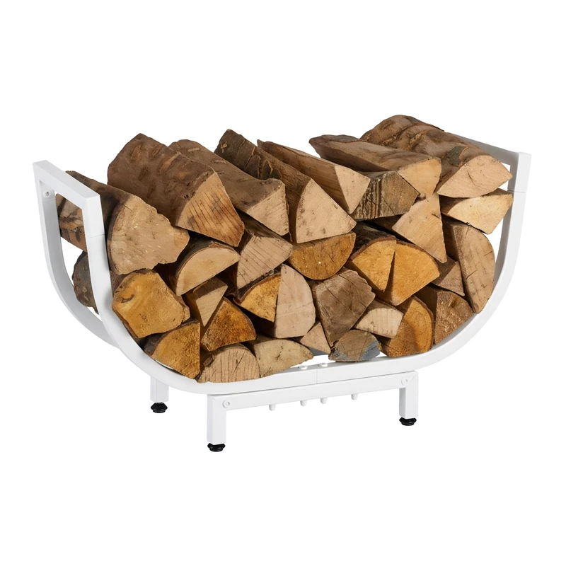 Relaxdays Metal Firewood Rack - White Curved Log Holder