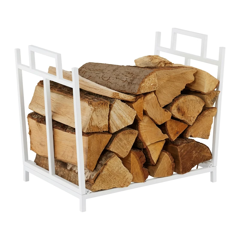 Relaxdays Rack, Metal, HWD: 41x45x33 cm, Foldable Storage, for Firewood, Logs & Kindling, White, 100% Iron, 41 x 45 x 33 cm