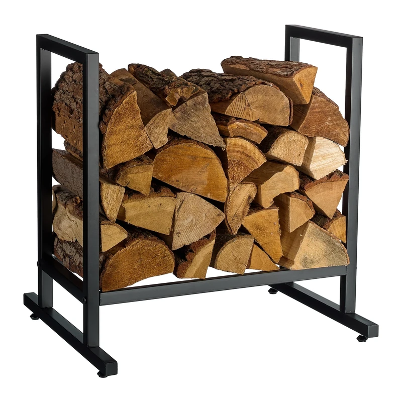 Relaxdays Storage Rack, Metal, Modern, HWD: 62x60x49 cm, Holder, Firewood, Stacked Wood, Black, 100% Iron, 62 x 60 x 49 cm