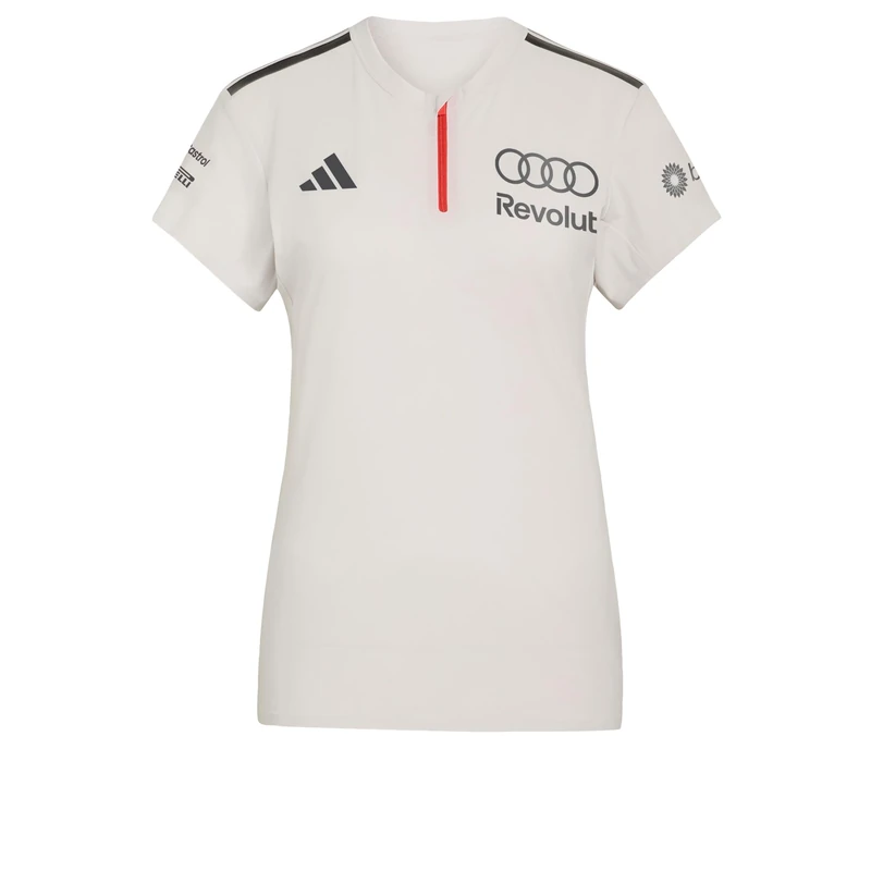 adidas Women's Audi Revolut Formula One Team 2026 Engineers & Marketing Short Sleeve Polo Shirt, Chalk Pearl/Iron met., XXL
