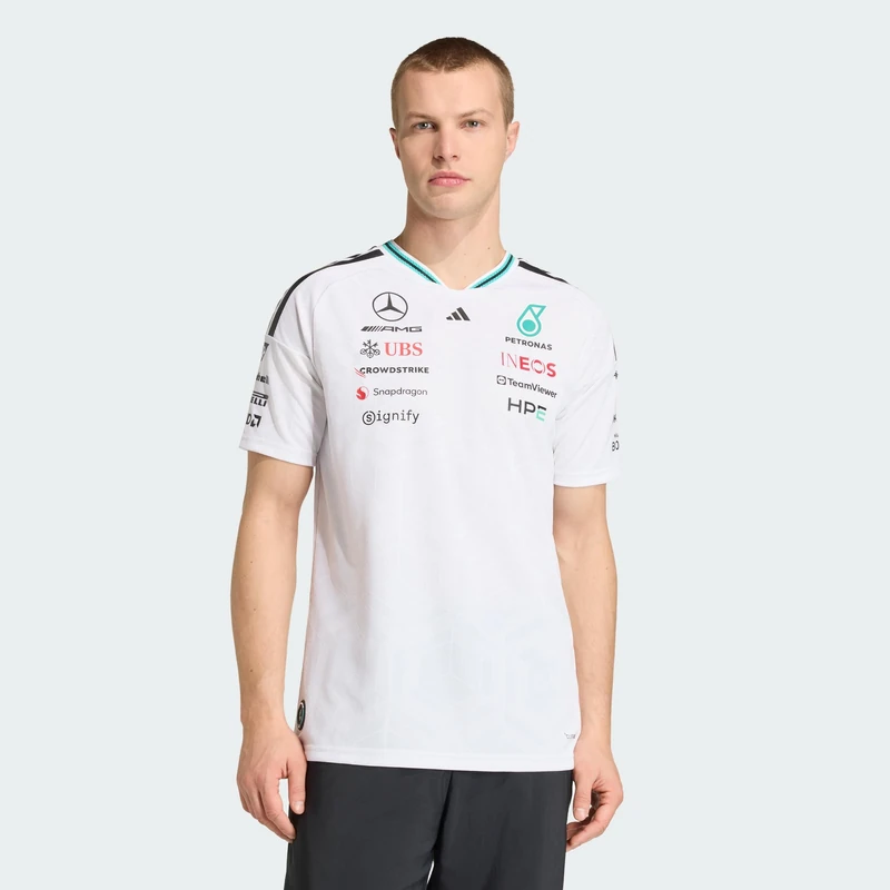 adidas Men's Mercedes - Amg Petronas Formula 1 Team Driver Jersey Authentic Shirt, White, L