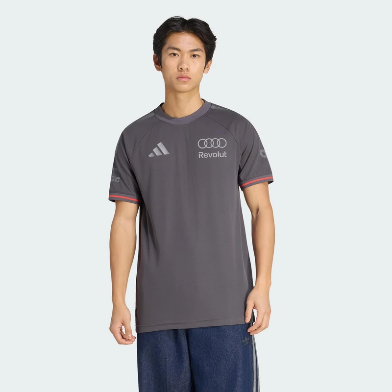 adidas Men's Audi Revolut Formula One Team 2026 Engineers & Marketing Authentic Driver Jersey Shirt, Grey strata/Iron met., L