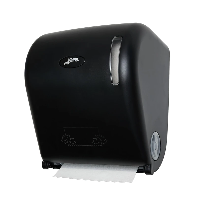 Jofel - Continuous Coil Paper Dispenser, Diameter between 170-210 mm, Pre-Cut Services 20 cm, without Lever, Maximum Hygiene and Savings, Made of Recycled ABS Matte Black, AGR54600-MT