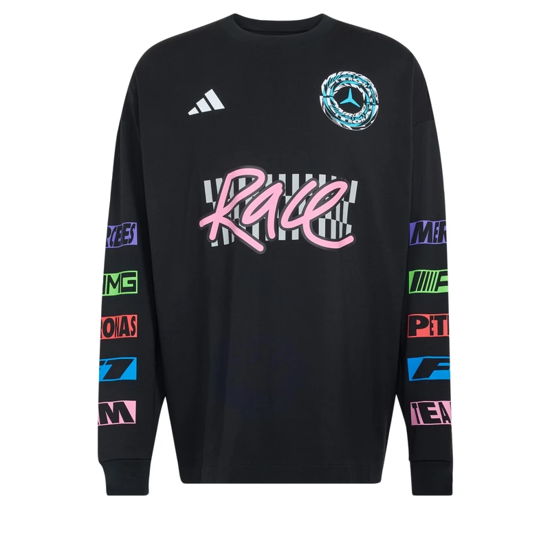 adidas Unisex Mercedes - Amg Petronas Formula 1 Team Lights On Longsleeve Shirt, Black, L - Image 1