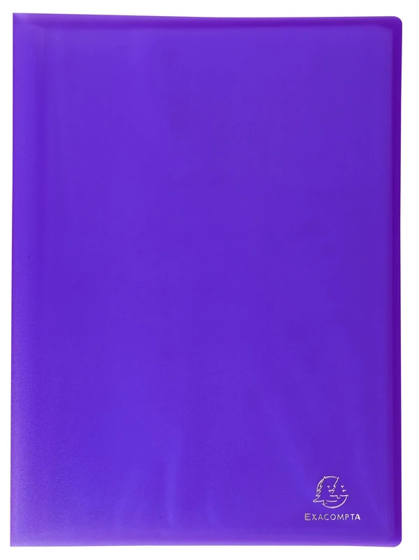 Exacompta - Ref 85466E - Box of 12 Chromaline semi-rigid polypropylene display cases - 40 smooth crystal pockets - 80 views - translucent soft cover - A4 - dim24 x 32 cm - purple