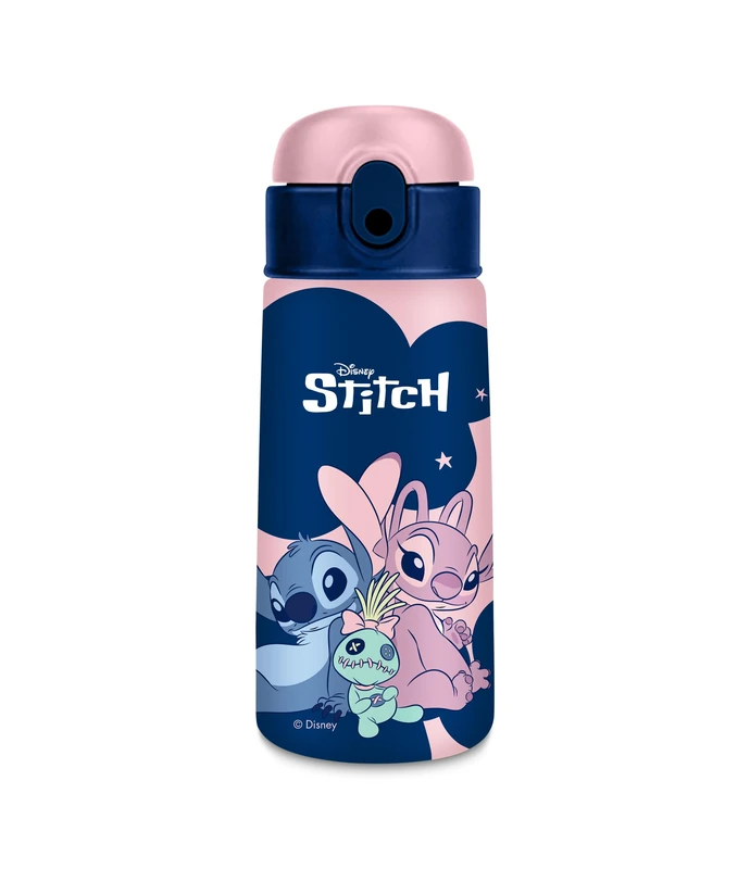 Seven LILO & Stitch Thermal Bottle, 460 ml Pink Blue, Stainless Steel BPA-Free, Straw, Temperature Maintenance: Hot 12h/Cold 24h, Official Product, Gift Idea for Children and Adults - Image 1