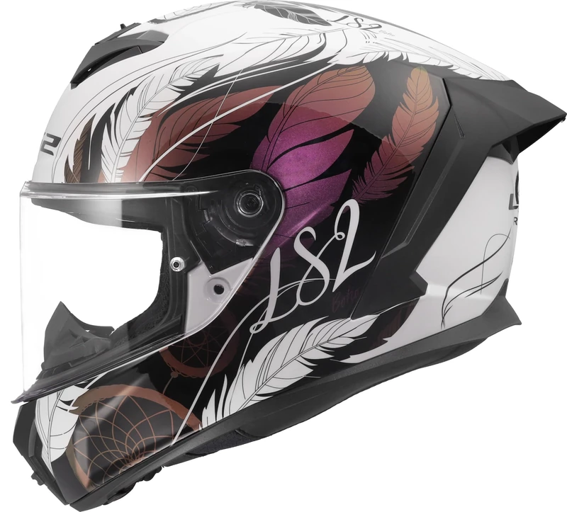 LS2 FF820 Rapid 3 Full Face Motorcycle Crash Helmet - BOHO - White Black Pink - XXS (51 - 52cm)
