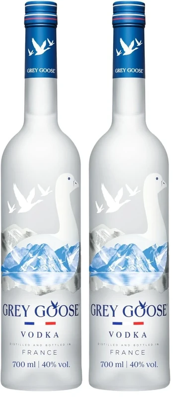 GREY GOOSE Premium French Vodka, 40% ABV, 70cl / 700ml, Made in France using natural ingredients (Pack of 2)
