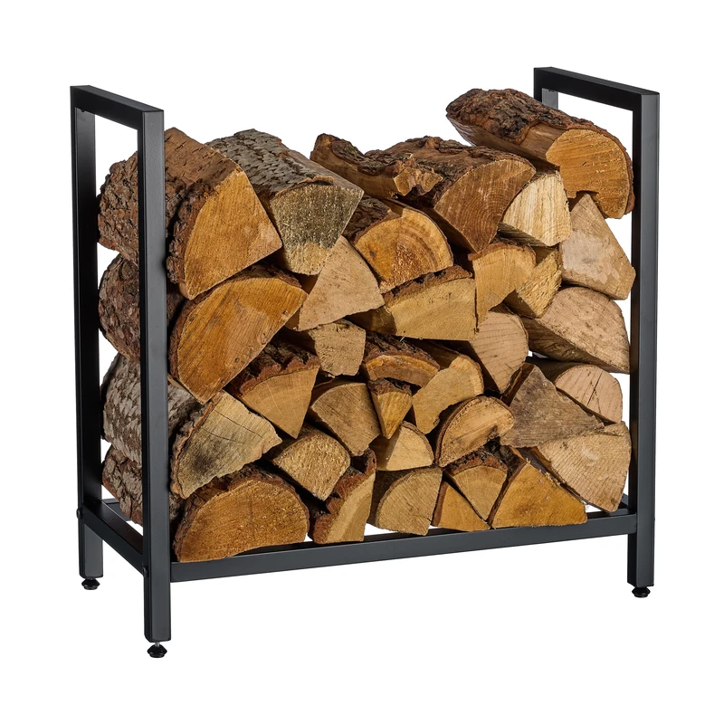 Relaxdays Firewood Rack, Metal, HWD: 62.5 x 65 x 30.5 cm, Firewood Holder for Logs, Black