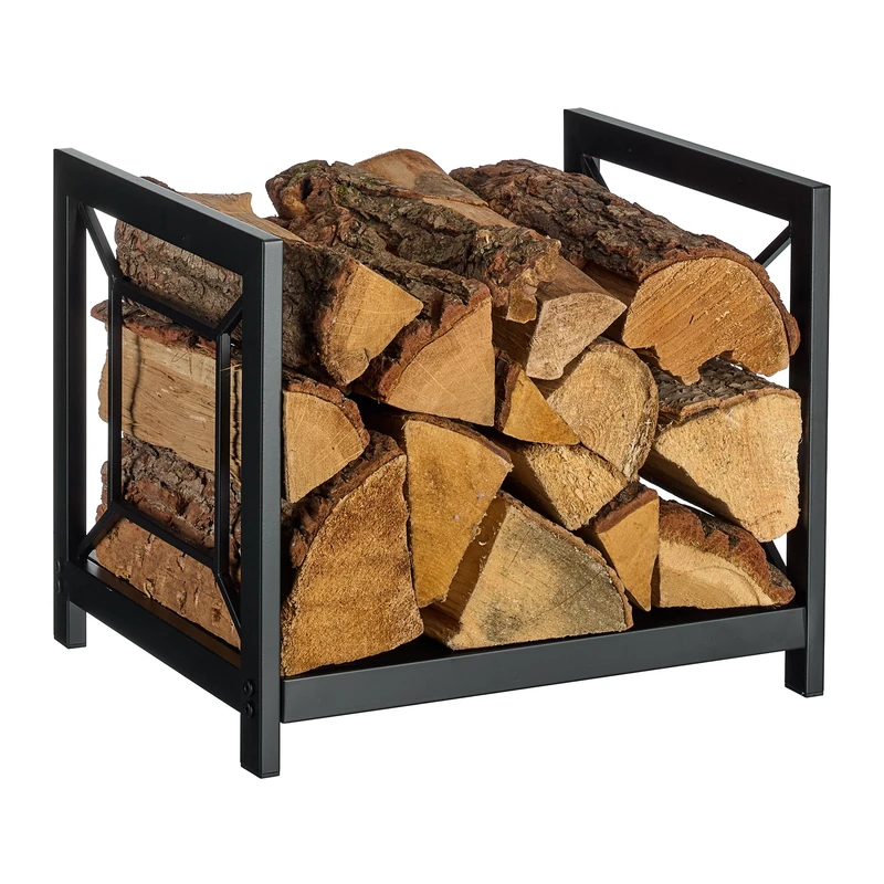 Relaxdays Firewood Rack, Metal, Modern, HWD: 36x43x35.5 cm, Firewood Storage, Logs, Black