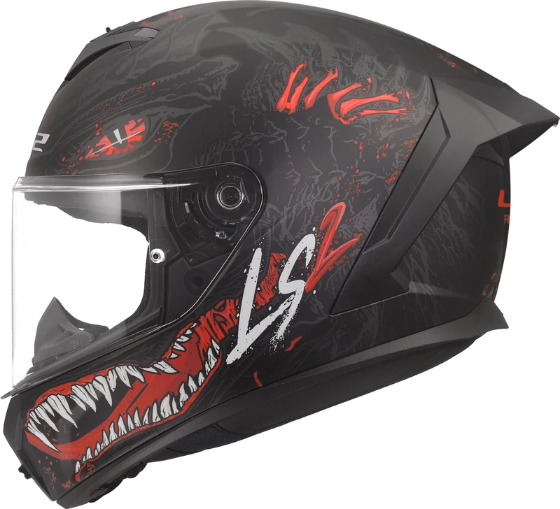 LS2 FF820 Rapid 3 Full Face Motorcycle Crash Helmet - KAIJU II - Black Red White - L