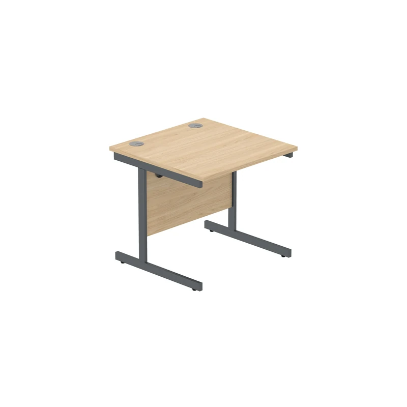 Heavy Duty Rectangular Office Desk, Steel Frame, 120kg Weight Tolerance, 25mm FSC® Top with Modesty Panel – 800 x 800mm, Canadian Oak