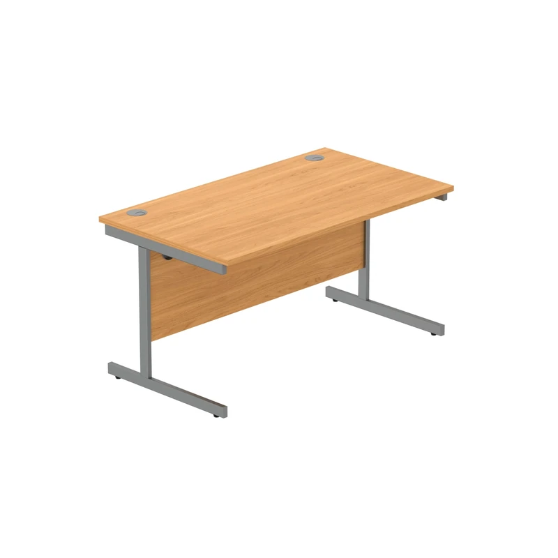 Heavy Duty Rectangular Office Desk, Steel Frame, 120kg Weight Tolerance, 25mm FSC® Top with Modesty Panel – 1400 x 800mm, Norwegian Beech