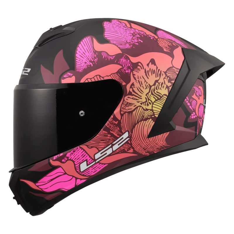 LS2 FF820 Rapid 3 Full Face Motorcycle Crash Helmet - Poppies - Black Pink - XS (53 - 54cm)